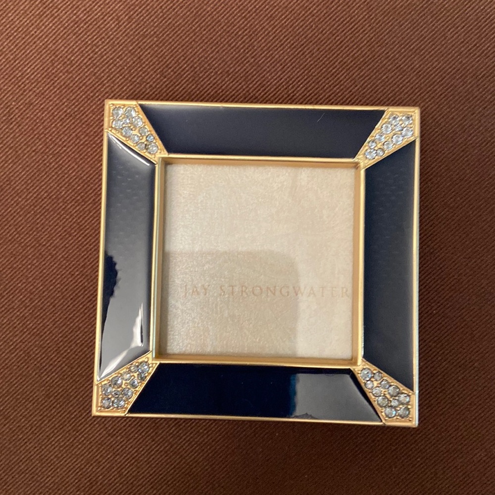 Jay Strongwater Leland Square Pave Corner Frame, Indigo- NWOB
